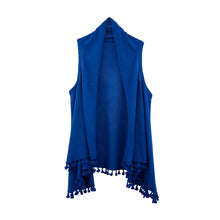 Load image into Gallery viewer, Front view of our Cobalt Blue Tassel Vest