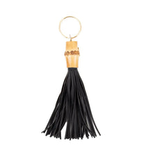 Load image into Gallery viewer, Front view of our Black Bamboo Chunky Keychain