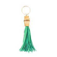 Load image into Gallery viewer, Front view of our Green Bamboo Chunky Keychain