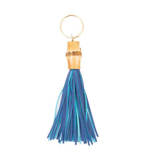 Load image into Gallery viewer, Front view of our Navy Bamboo Chunky Keychain