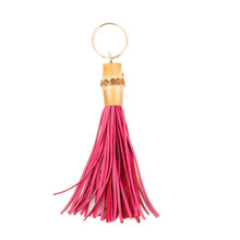 Load image into Gallery viewer, Front view of our Pink Bamboo Chunky Keychain