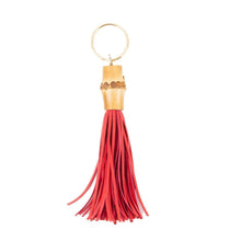 Load image into Gallery viewer, Front view of our Red Bamboo Chunky Keychain