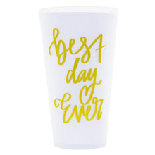 Load image into Gallery viewer, White versed tumblers, Best Day Ever in Gold hand letter writing on white tumbler