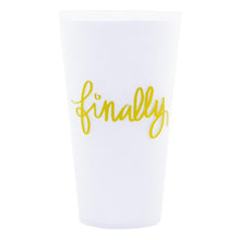Load image into Gallery viewer, White versed tumbler, &quot;Finally&quot; in Gold hand letter writing on white tumbler
