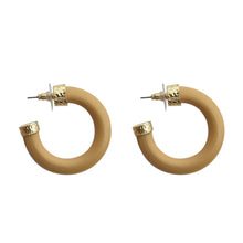 Load image into Gallery viewer, Front view of our Natural Wood Hoop Earrings