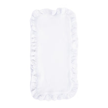 Load image into Gallery viewer, Top view of our White Ruffle Burp Cloth