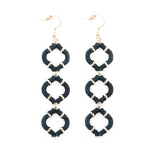 Load image into Gallery viewer, Black Wrapped Quatrefoil Earrings