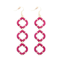 Load image into Gallery viewer, Pink Wrapped Quatrefoil Earrings