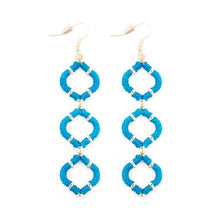 Load image into Gallery viewer, Turquoise Wrapped Quatrefoil Earrings