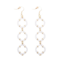 Load image into Gallery viewer, White Wrapped Quatrefoil Earrings