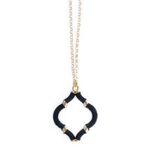 Load image into Gallery viewer, Black Wrapped Quatrefoil Necklace