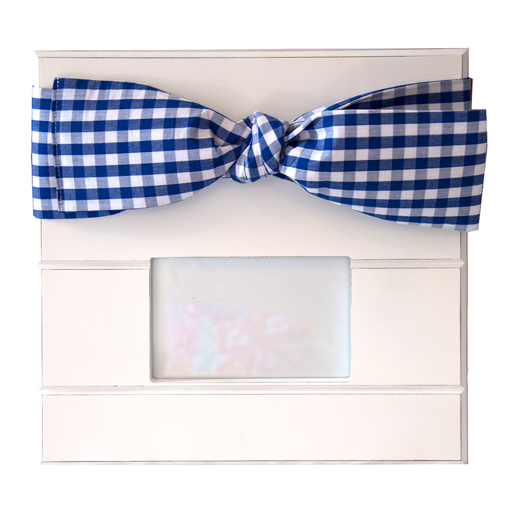 Blue Gingham bow frame with landscape photo window