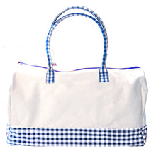 Load image into Gallery viewer, Blue Gingham Getaway Duffle Bag