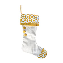 Load image into Gallery viewer, Front view of our Gold Donut Canvas Stocking