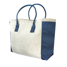 Load image into Gallery viewer, Linen Ruffle Weekender Tote Bag