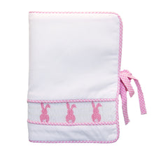Load image into Gallery viewer, Front view of our Pink Bunny Smocked Photo Album