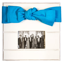 Load image into Gallery viewer, White picture frame with turquoise canvas bow