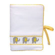 Load image into Gallery viewer, Front view of our Yellow Elephant Smocked Photo Album