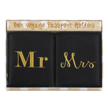 Load image into Gallery viewer, Mr &amp; Mrs Gold Foil Passport Holder Set
