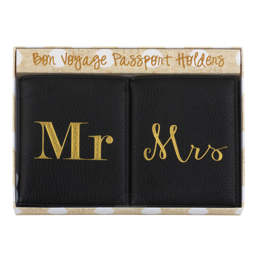 Mr & Mrs Gold Foil Passport Holder Set