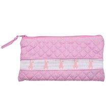 Load image into Gallery viewer, Smocked Pink Bunny Zip Pouch
