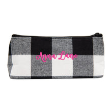 Load image into Gallery viewer, Monogrammed view of our Buffalo Check Grab &#39;N&#39; Go Pouch
