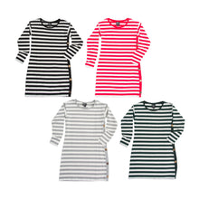 Load image into Gallery viewer, Front view of our Stripe Button Dresses
