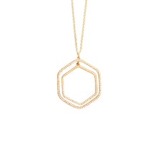 Load image into Gallery viewer, Front view of our Ivory Bead Hexagon Necklace
