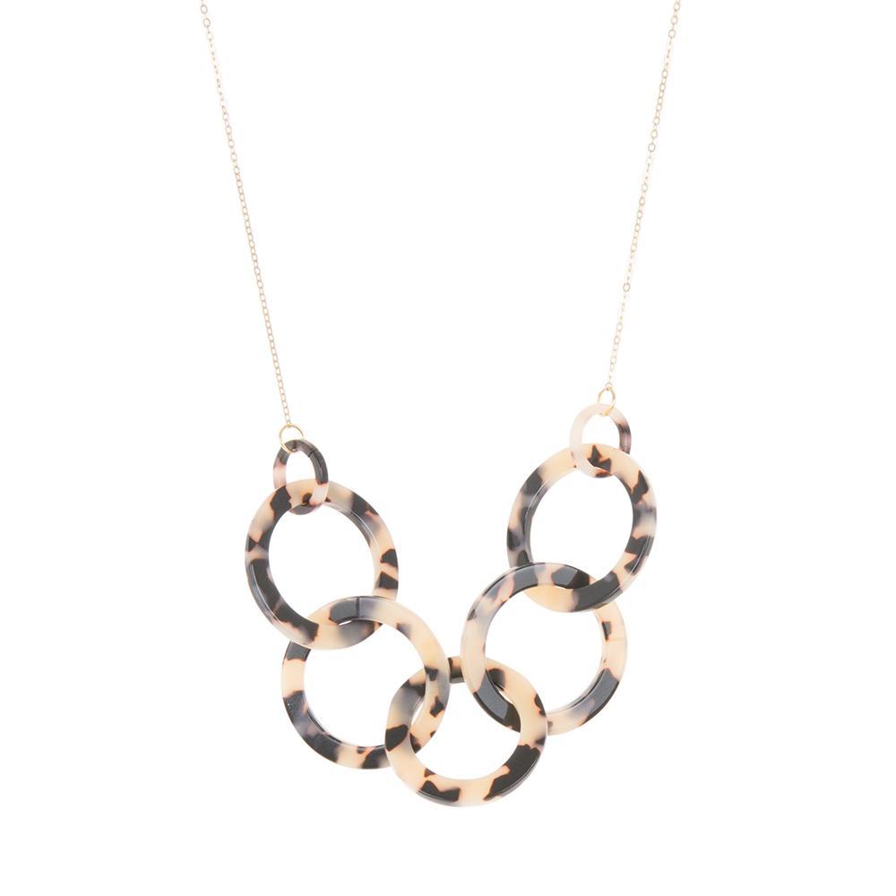 Front view of our Circle Blonde Tortoise Link Chain Necklaces