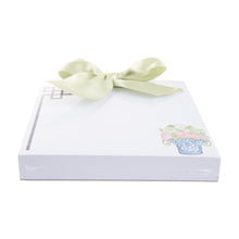 Load image into Gallery viewer, Side view of our Lime Green Flower Southern Blooms Bow Notepad
