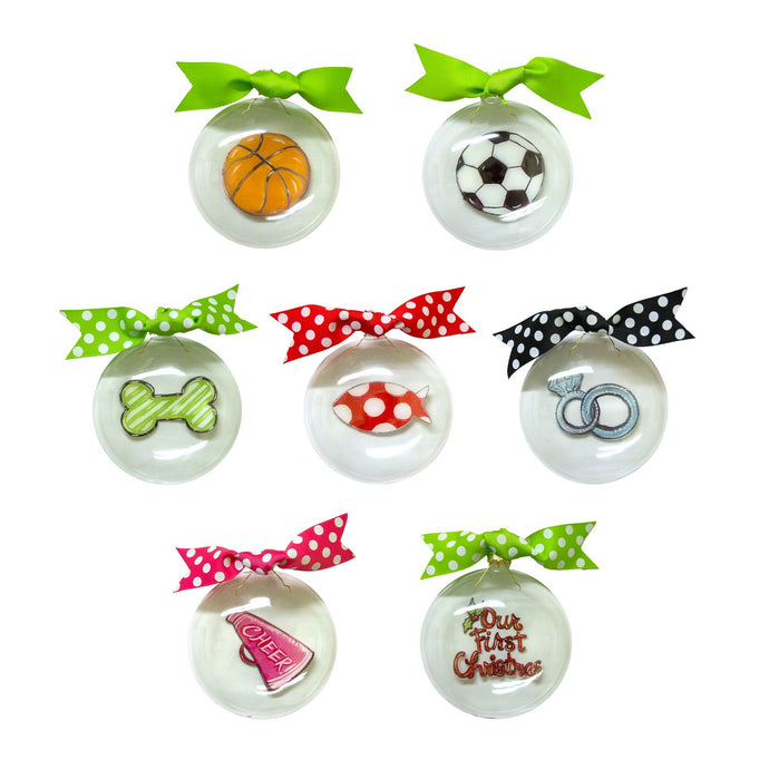 Front view of our Icon Bubble Ornaments