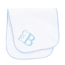 Load image into Gallery viewer, Monogrammed Blue Piping Burp Cloth
