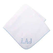 Load image into Gallery viewer, Monogrammed Blue Piping Blanket
