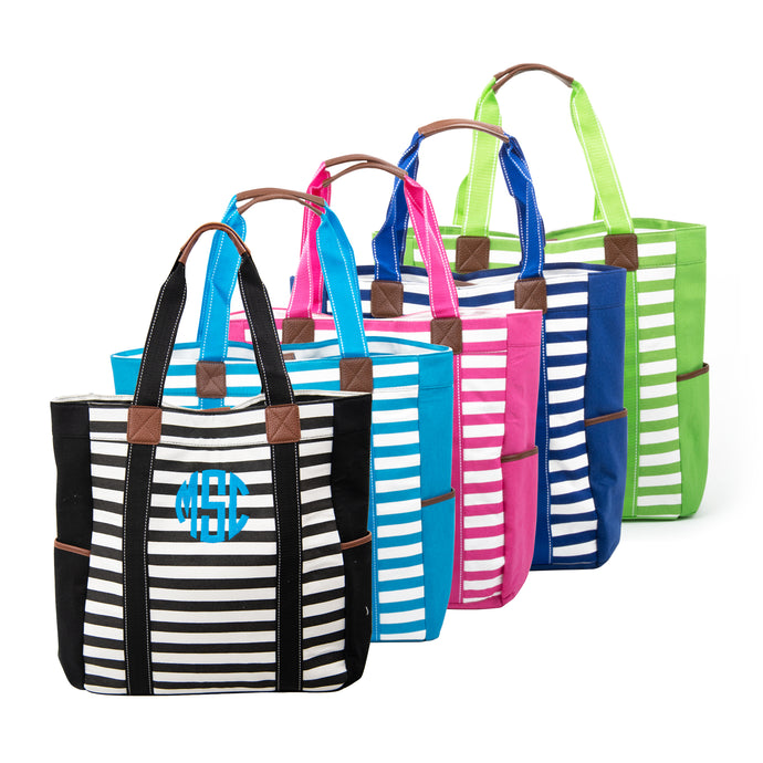 Monogrammed view of our Stripe Family Totes