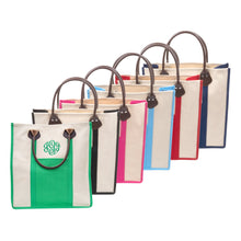 Load image into Gallery viewer, Monogrammed view of our Canvas Breyton Totes
