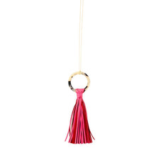 Load image into Gallery viewer, Front view of our Pink Blonde Tortoise Tassel Necklace

