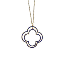 Load image into Gallery viewer, Front view of our Navy Bead Clover Necklace
