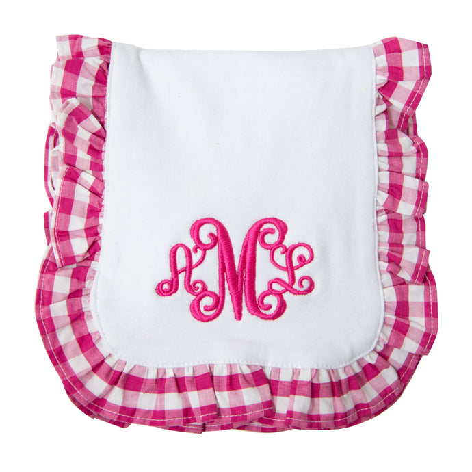 Our Monogrammed Gingham Burp Cloth