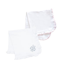 Load image into Gallery viewer, Monogrammed view of our Ruffle Blankets

