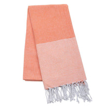 Load image into Gallery viewer, Orange fringe beach towel
