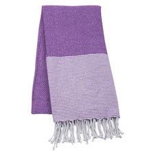 Load image into Gallery viewer, purple beach towel with fringe
