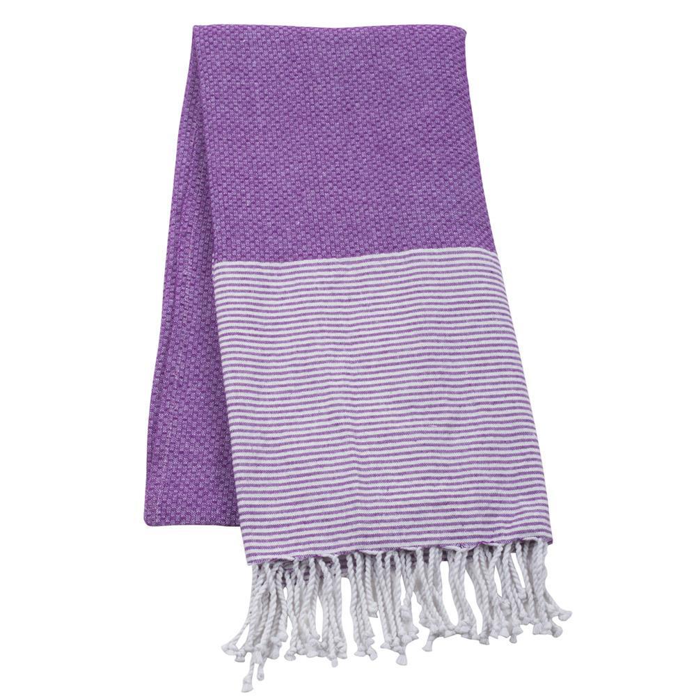 purple beach towel with fringe