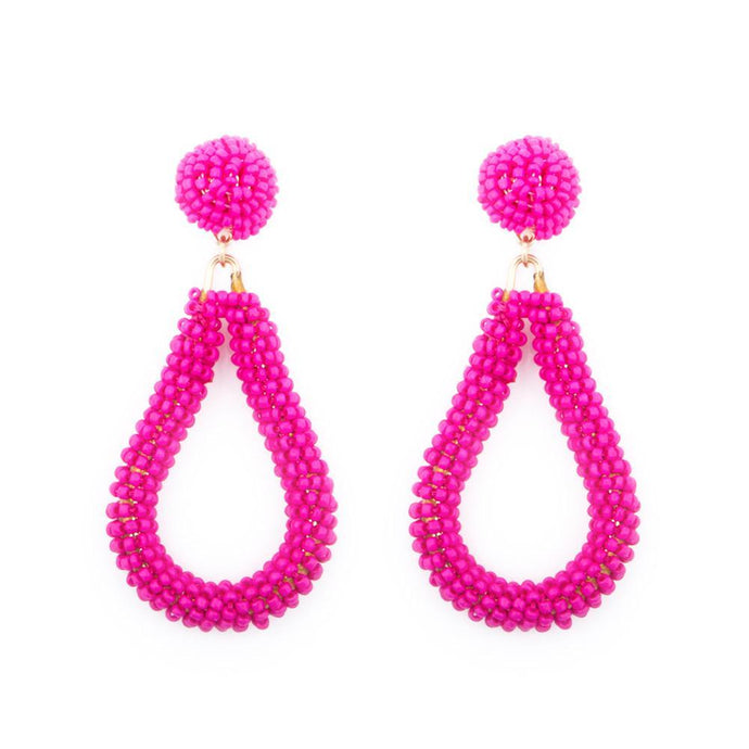 Pink Bead Loop Earrings