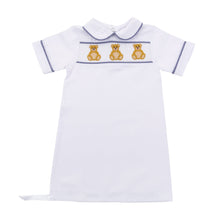 Load image into Gallery viewer, Monogrammed Navy Bear Smocked Day Gown
