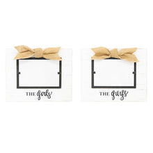 Load image into Gallery viewer, white frame with burlap bow, with black trim around the photo, &quot;The Guys&quot; , &quot;The Girls&quot;
