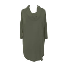 Load image into Gallery viewer, Front view of our Olive Cowl Neck Slouch Shirt

