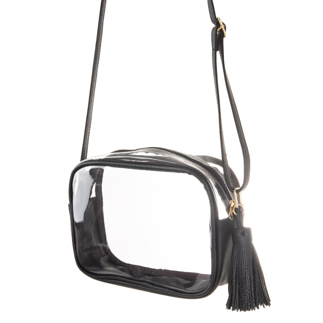 Front view of the black rectangle crossbody