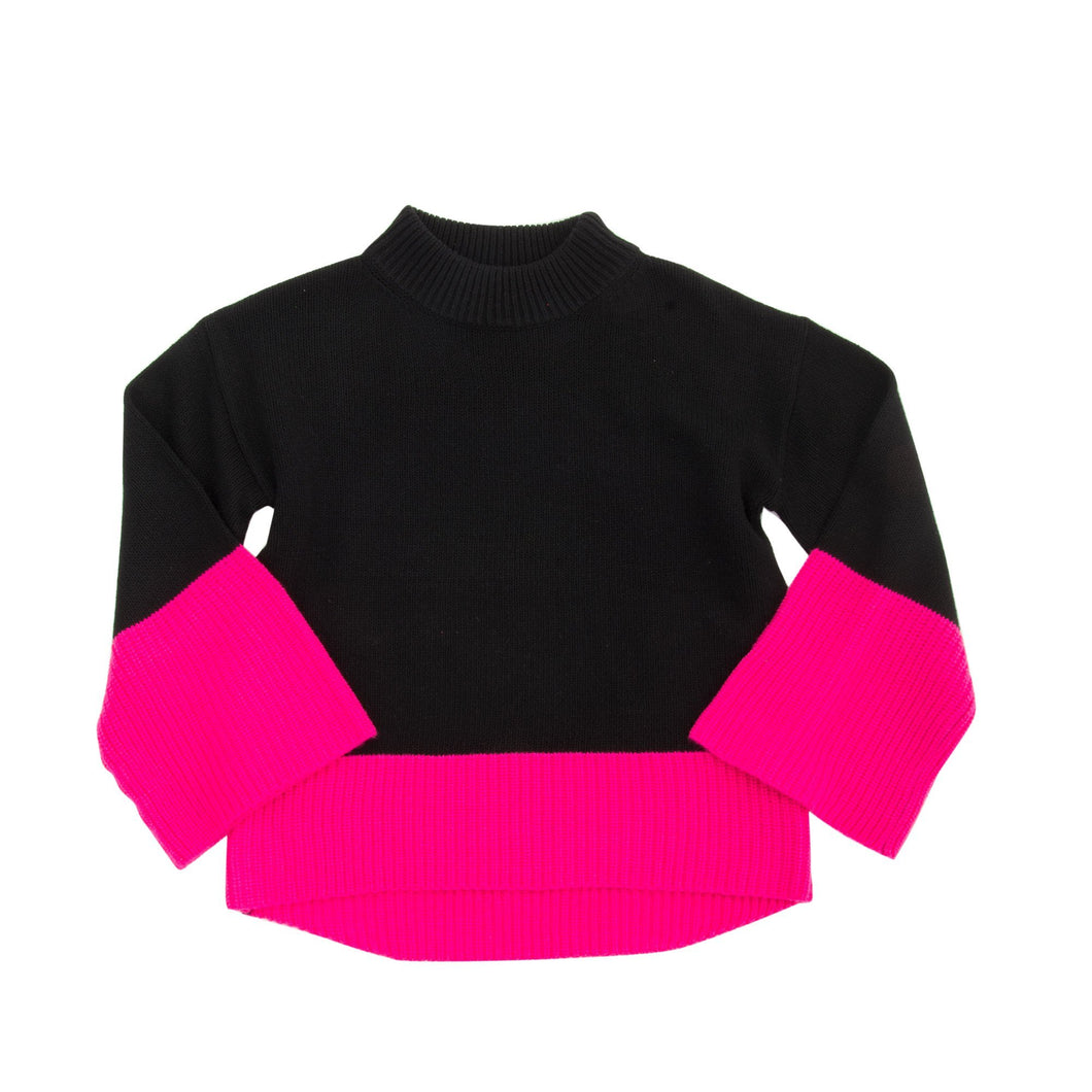 Front view of our Pink Color Block Sweater