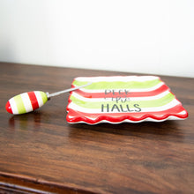 Load image into Gallery viewer, Lifestyle view of our Deck the Halls Holiday Cheese Tray Set
