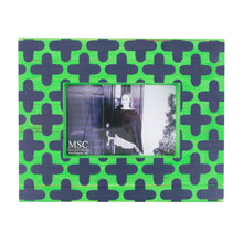 Load image into Gallery viewer, Front view of our Green and Navy Clover Picture Frame
